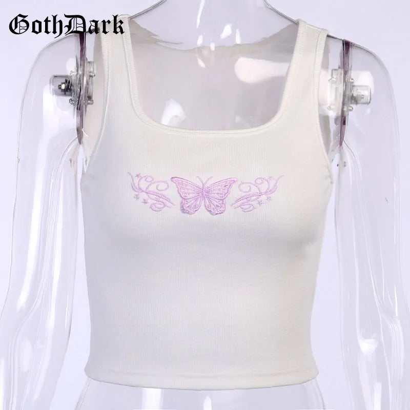 Harajuku Butterfly Print Women's Summer Crop Top